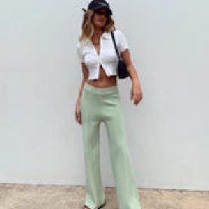 Princess Polly green knit pants